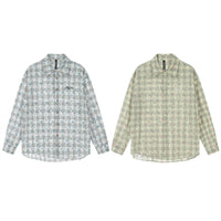 Full Printed Floral Plaid Loose Shirt For Men