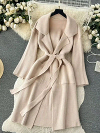 Elegant Minimalist Long-style Fashion Knit Cardigan Coat