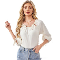Chiffon Loose-fit Fashionable Collared Casual Chic Sexy Top