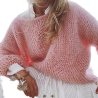 Womens Fashionable Loose Casual Knitted Sweater