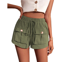 Women's Casual Pocket Loose Mid-Rise Drawstring Straight-Leg Pants