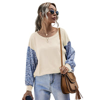 Women's AutumnWinter Crew-Neck Color-Block Patchwork Long-Sleeve