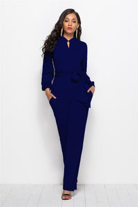 Women's Fashionable Solid Color Wide Leg Jumpsuit