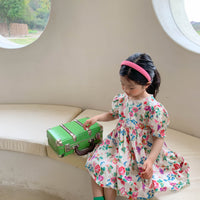 Children's Clothing Girl Princess Rose Flower Short Sleeve Dress