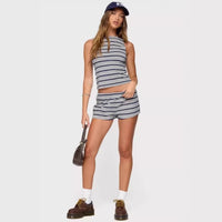 Spring Summer New Striped Vest And Shorts Set