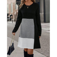 European And American-style Patchwork Knit Regular-fit Dress