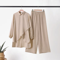 Women's Fashionable Loose Casual Solid-Color Set