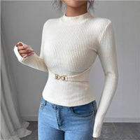 Womens Slimming Mock-neck Base Top With Long Sleeves