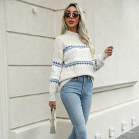 Christmas Half Turtleneck Snowflake Sweater For Women