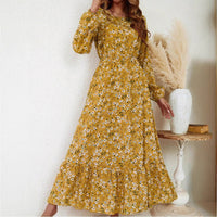 New Vintage Print Long-sleeve Dress