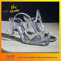 New French-style Rhinestone-embellished Slingback High Heels For Women