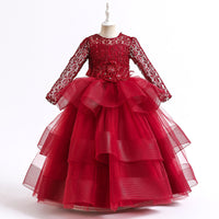 New Western-style Long-sleeved Sequin Children's Gauze Princess Skirt