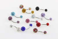 Crystal ball navel ring