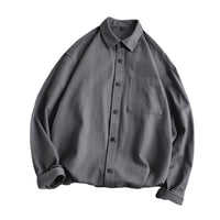 Heavyweight Casual White Cotton Long-sleeve Shirt