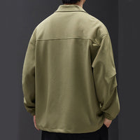 Casual Lapel Button Jacket Men Fashion Versatile Pocket Outwear Tops