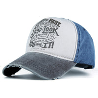 Cotton Blended Distressed Washable Motorcycle Baseball Cap