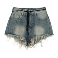 Women's Summer High Waist Vintage Raw Edge Denim Shorts