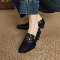 Casual 3cm Low Heel Spring New British Leather Shoes Women