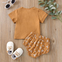 Cactus Letter Print Short Sleeve Top