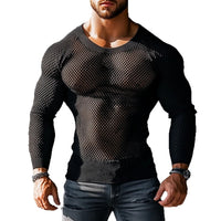 Men's See-through Tight-fit Muscle Long-sleeve T-shirt