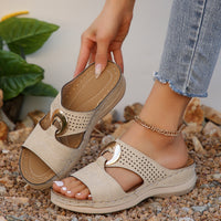 Casual Slip-on Stitching Metal Buckle Sandals Women's Shoes