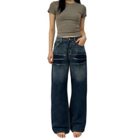 Washed Gradient Casual Straight Leg Womens Jeans