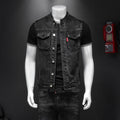 Harley Motorcycle Men's Uniform Black Stand-up Collar Plus Size Denim Vest