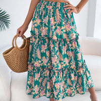 Ladies' Fashion Casual Floral Mid-length Skirt