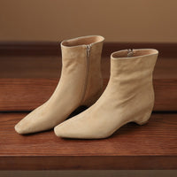Womens Stylish Ankle Boots With Built-in Height Lift Side Zipper And Cozy Fleece Lining