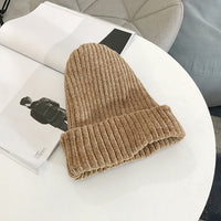 Pure Color Chenille Knitted Hat Women Woolen Hat