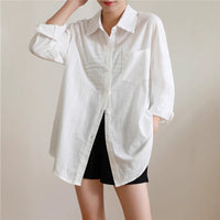 Sunscreen Cardigan Summer Thin Loose French-style Cotton-Linen White Shirt