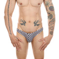 Men's Fashion Black And White Plaid Low Waist Briefs