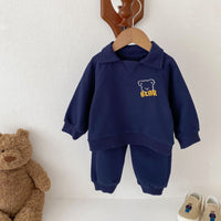 Baby Bear Lapel Sweater Two-piece Set