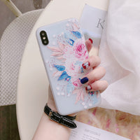 Literary embossed flower phone case shell