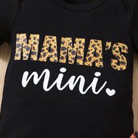 European And American Cotton Leopard Print Letter Mama Short Sleeve Triangle Rompers Cake Pantskirt Headdress
