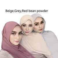Women's Pure Color Pearl Chiffon Bubble Scarf Gauze Scarf