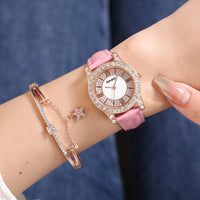 Women's Diamond-embedded Roman Face Simple Fashion All-match Quartz Watch Gift Box