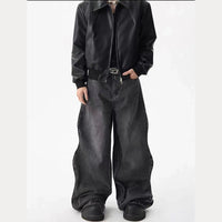 Retro Wide Leg Straight Jeans Loose High Waist Trousers