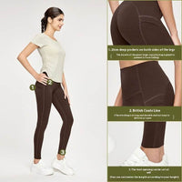 7A Antibacterial Cool Feeling Yoga Pants Outer Wear Pocket High Waist Hip Lift Sports Tights