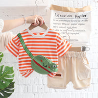 Boys And Girls Cartoon Round Neck Short Sleeve Suit
