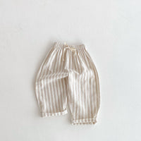 Children's Striped Lace-up Casual Pants