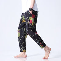 Men's buckle cropped trousers cotton twist pants