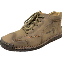 Men's Shoes Short Boots Autumn Sewing Leather Boots High-top Leather Surface