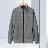 Stand Collar Sweater Coat For Men Fleece Jacket