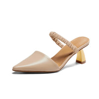 Baotou Women's Medium Thick Heel Pointed Toe Sandals