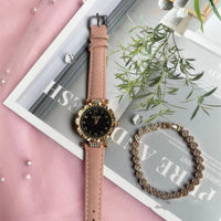 Starry Frosted Belt Watch Two-piece Set
