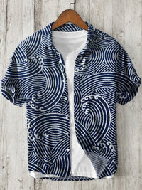 Amazon Independent Station Printed Men's Beach Loose Casual Shirt Top