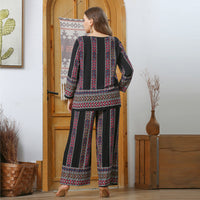 Euro-American Classic Retro Printed Crew-Neck Loose Loungewear