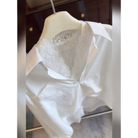 Sophisticated Versatile White Lace-panelled Blouse