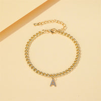 Trendy Uppercase Diamond Studded English Letter A Ankle Chain